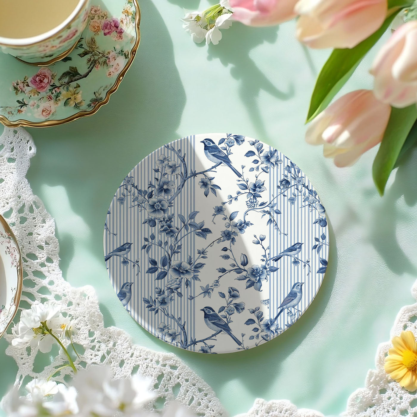 Blue white drink coasters
Asian inspired coasters
Chinoiserie home decor
Blue floral drinkware
Ginger jar accessories